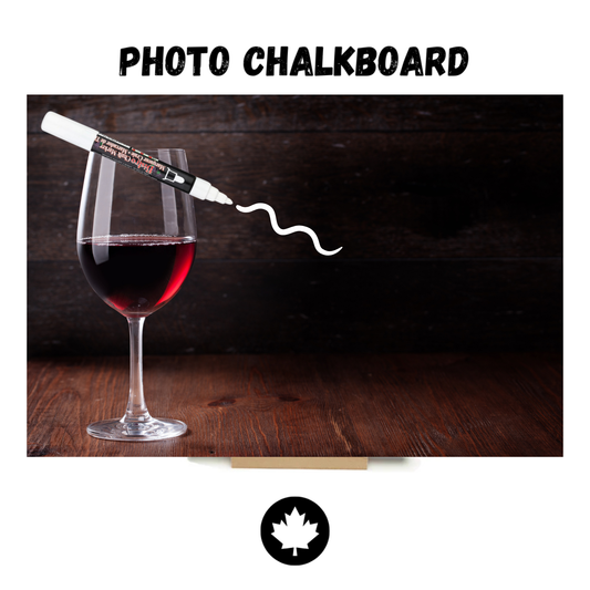 "Red Wine Glass" PHOTO CHALKBOARD Includes Photo Chalkboard, Chalk Marker and Stand