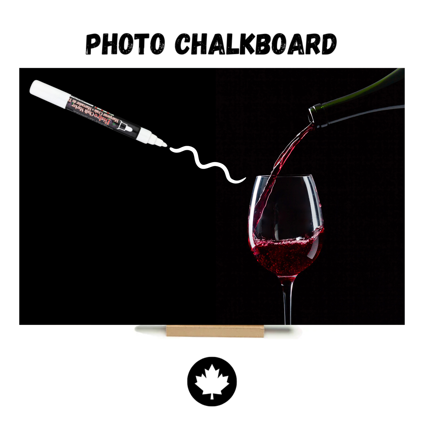 "White Wine" PHOTO CHALKBOARD Includes Chalkboard, Chalk Marker and Stand