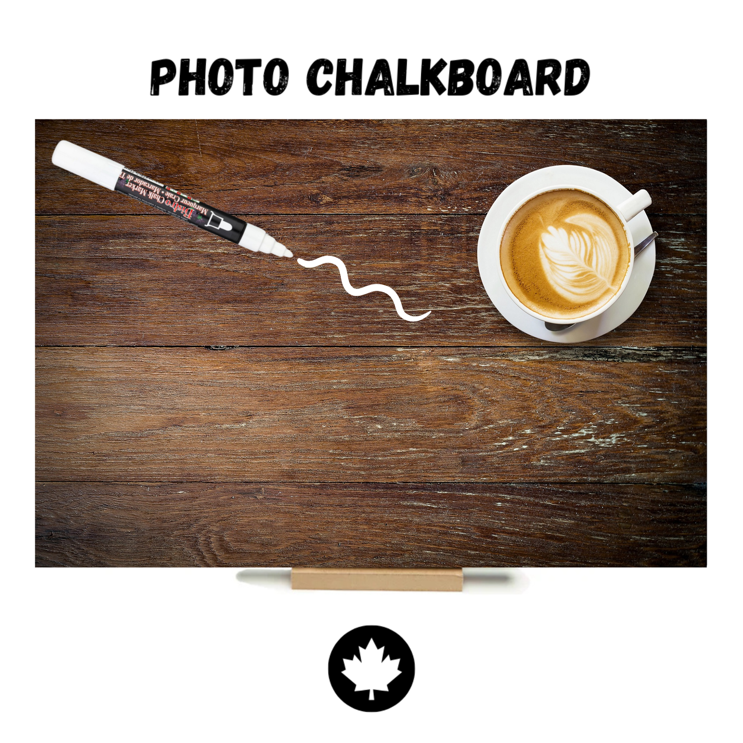 "LATTE" PHOTO CHALKBOARD  Includes Chalkboard, Chalk Marker and Stand