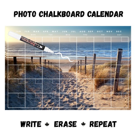 Path to Beach Calendar PHOTO CHALKBOARD Includes Chalkboard, Chalk Marker and Stand