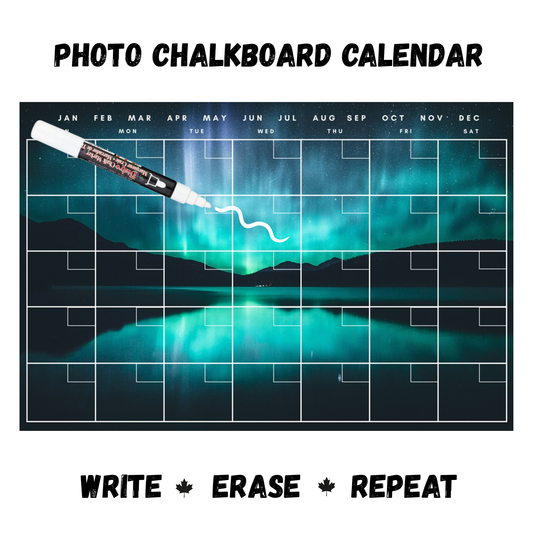 Northern Lights Calendar PHOTO  CHALKBOARD Includes Chalkboard, Chalk Marker and Stand
