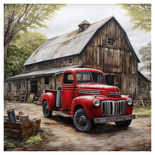 Modern Farmhouse - Red Vintage Truck