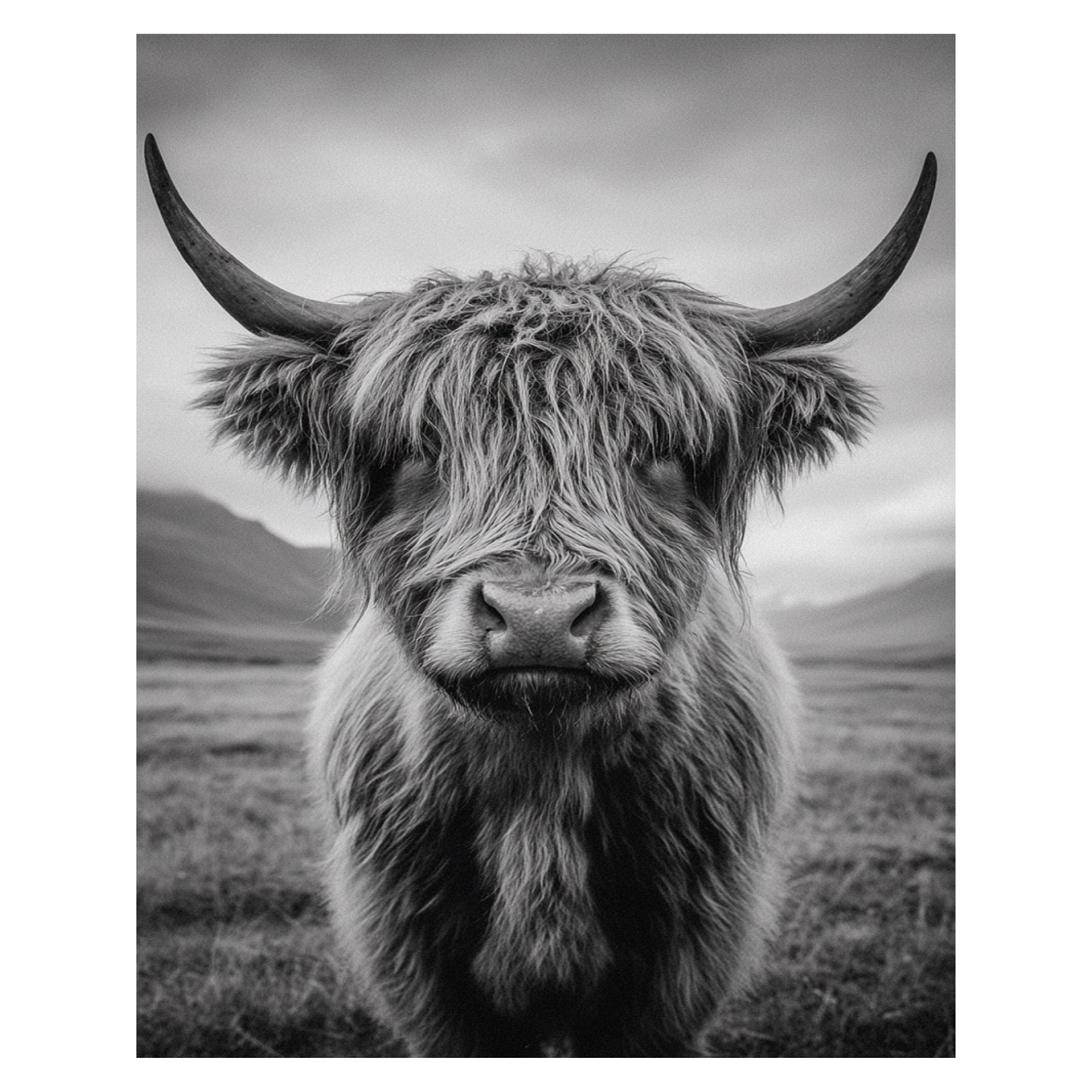 Highland Cow - Black & White Highland Cow