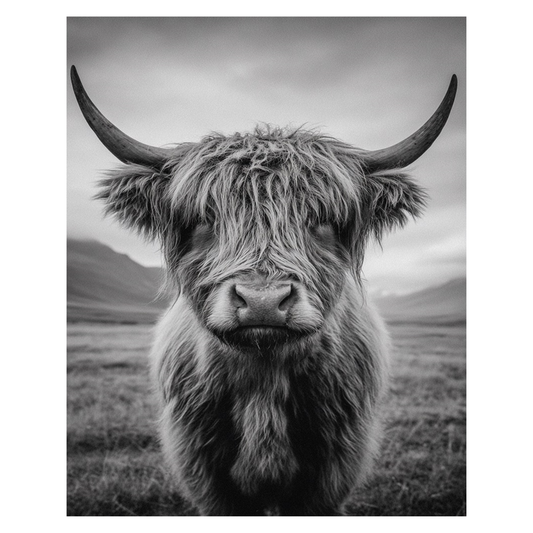 Highland Cow - Black & White Highland Cow