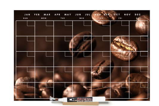 "Coffee Beans - Close up" Calendar PHOTO  CHALKBOARD Includes Chalkboard, Chalk Marker and Stand