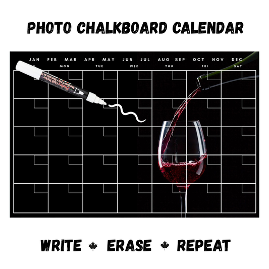 Red Wine Pouring Calendar PHOTO CHALKBOARD Includes Chalkboard, Chalk Marker and Stand