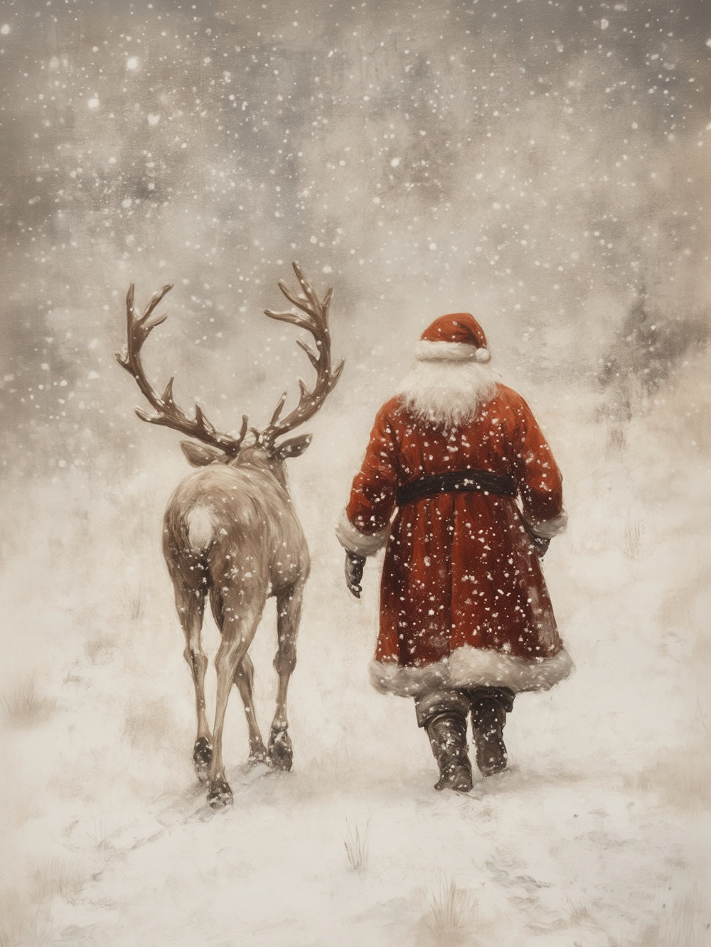Vertical Santa with Reindeer (V) - Delightful Reflections
