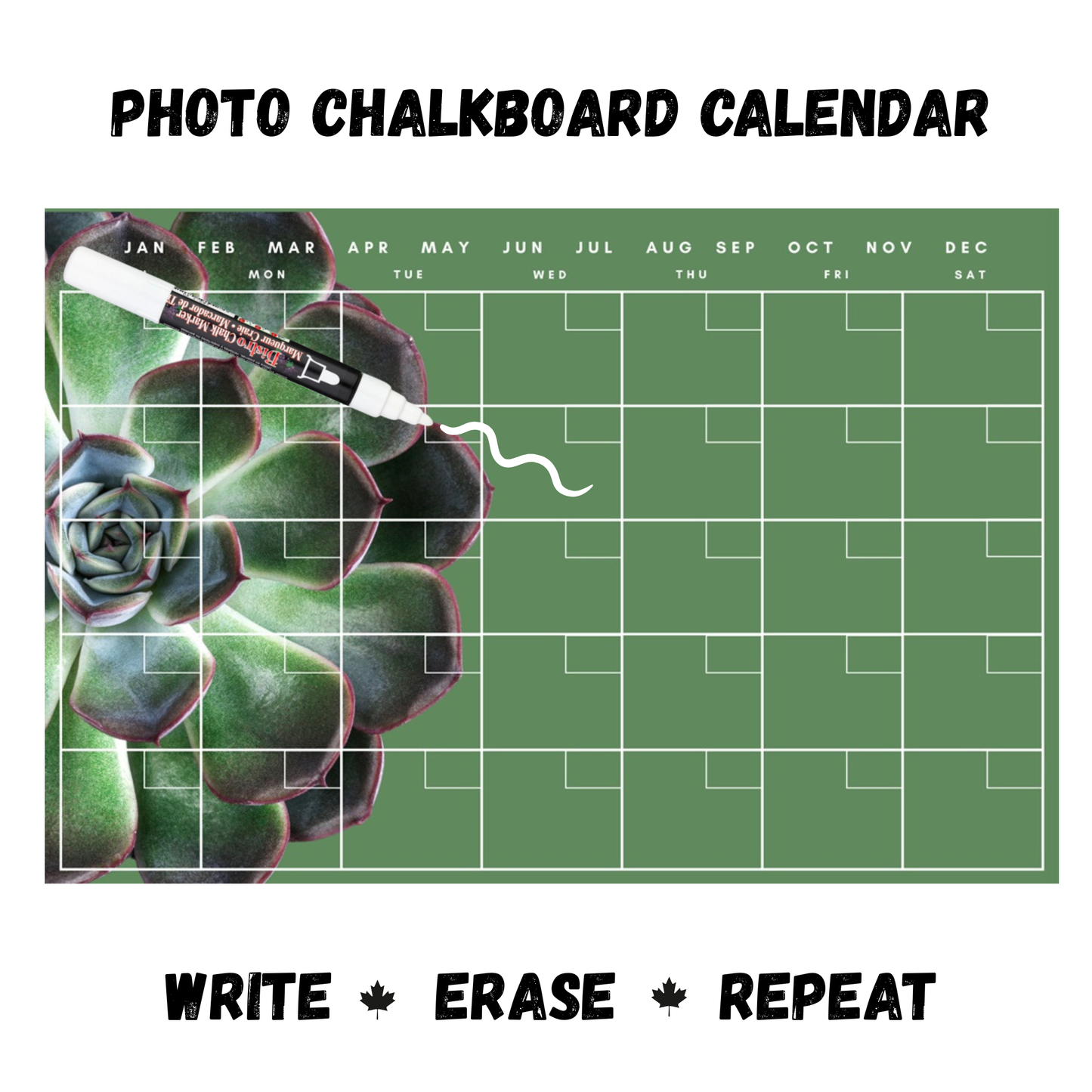 Peonies on Barnboard Calendar PHOTO  CHALKBOARD Includes Chalkboard, Chalk Marker and Stand