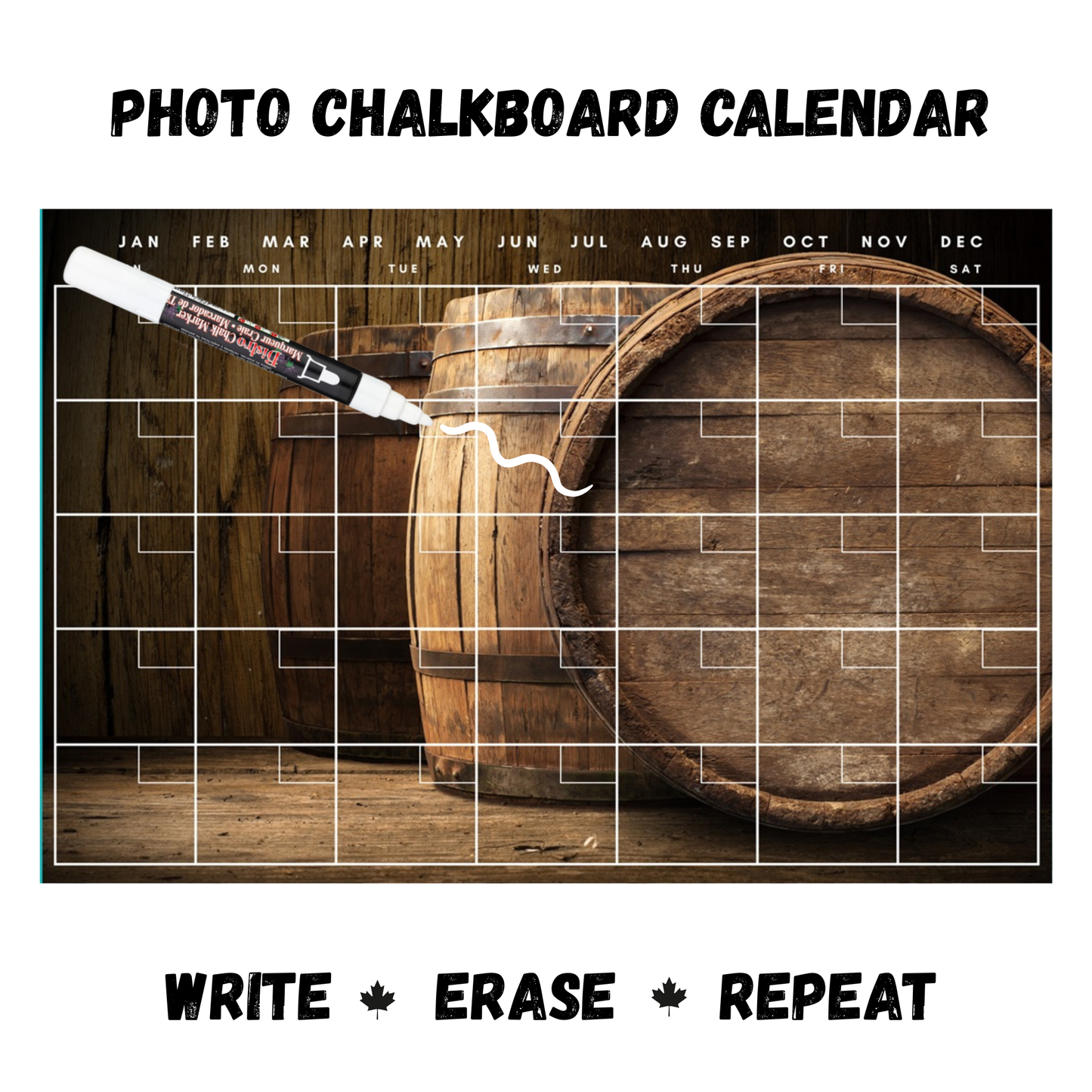 Red Wine Pouring Calendar PHOTO CHALKBOARD Includes Chalkboard, Chalk Marker and Stand