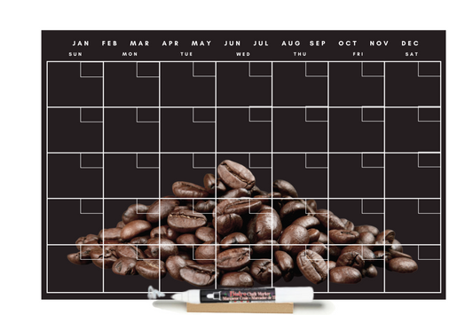 "Coffee Beans" Calendar PHOTO  CHALKBOARD Includes Chalkboard, Chalk Marker and Stand