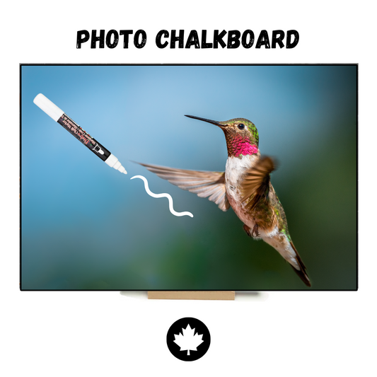 "Ruby Throated Hummingbird"  PHOTO CHALKBOARD  Includes Chalkboard, Chalk Marker & Stand