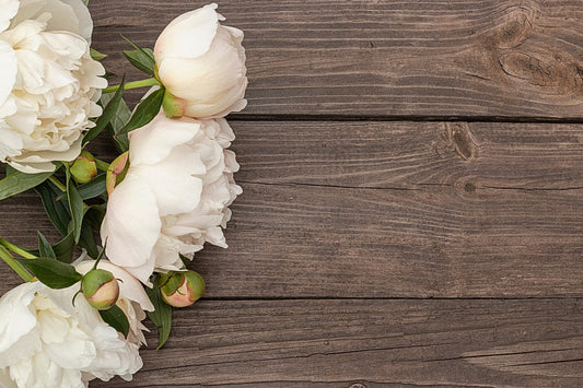 "White Peonies - Horizontal" PHOTO CHALKBOARD - Includes Chalkboard, Chalk Marker and Standine