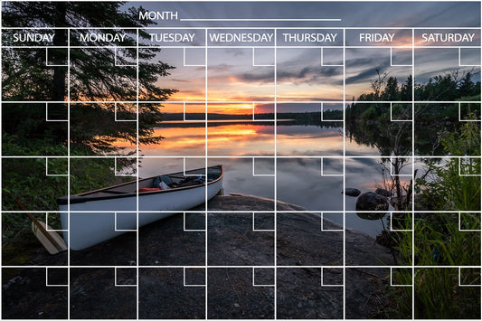White Canoe Calendar PHOTO  CHALKBOARD Includes Chalkboard, Chalk Marker and Stand