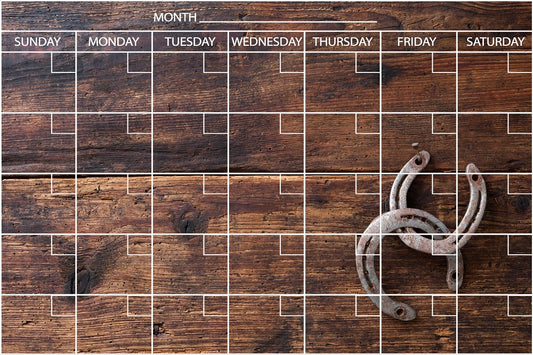 Horseshoes Calendar PHOTO  CHALKBOARD Includes Chalkboard, Chalk Marker and Stand